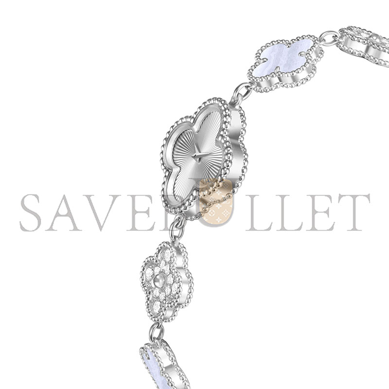 v*n cl**f sweet alhambra watch 18k white gold chalcedony D1am0nd vcarpeu100